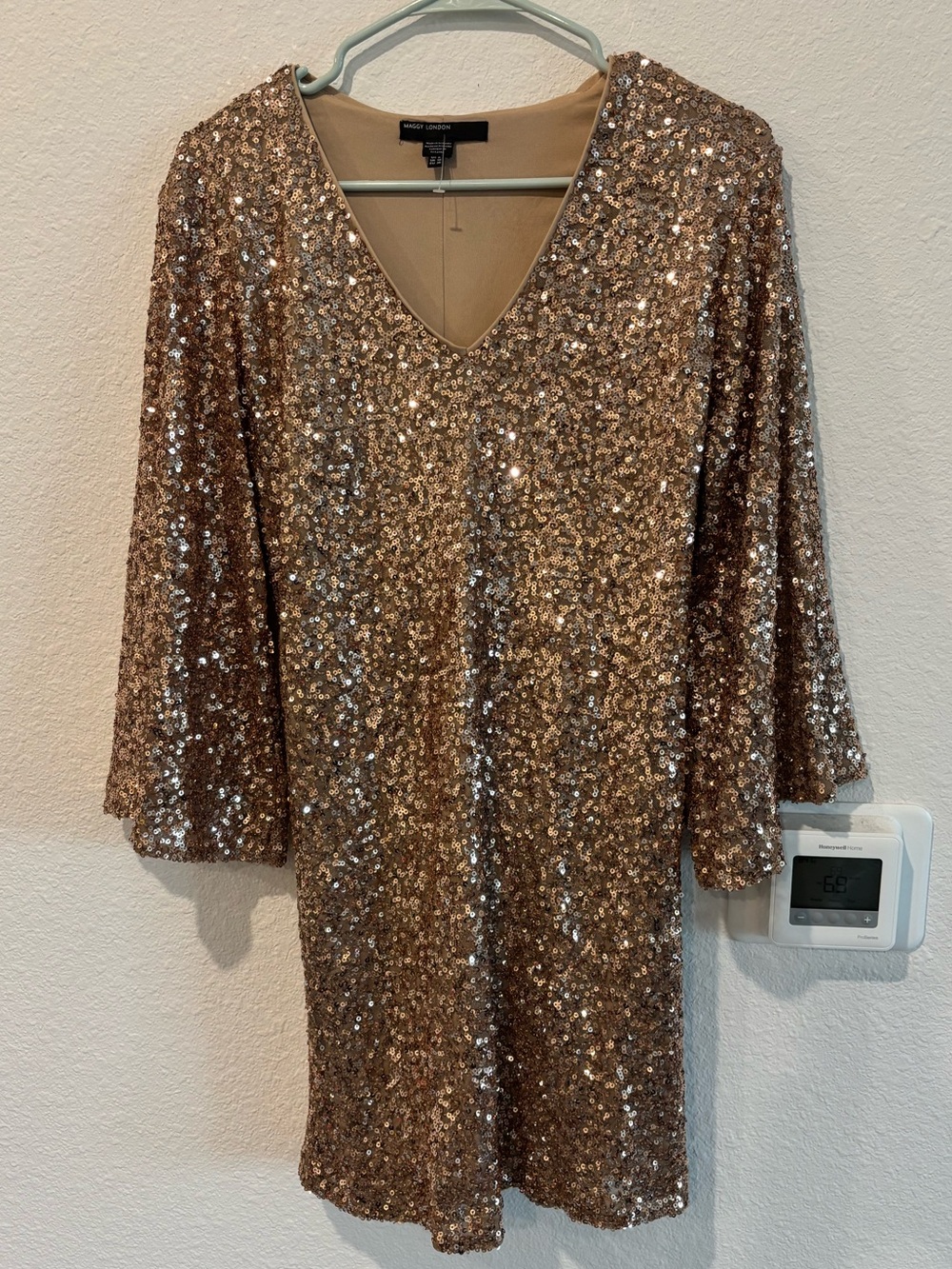 Maggy London Gold Sequin Cocktail Dress